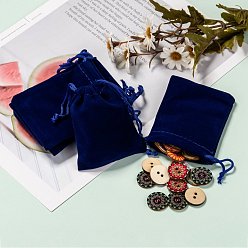 Dark Blue Rectangle Velvet Pouches, Gift Bags, Dark Blue, 9x7cm