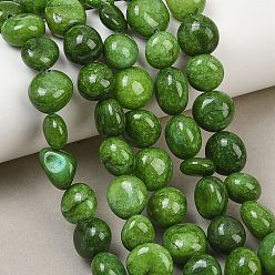 Sea Green Dyed Natural White Jade Beads Strands, Nuggets, Tumbled Stone, Sea Green, 9.5~13x9~12x9~15mm, Hole: 0.8mm, about 32pcs/strand, 15.35''(39cm)