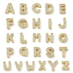 Letter Латунный микро pave прозрачный кубик циркония подвески, долговечный, без кадмия и без свинца, реальный 18 k позолоченный, буквы, 12~12.5x3.5~12.5x4.5~5 мм, отверстие : 2x9 мм