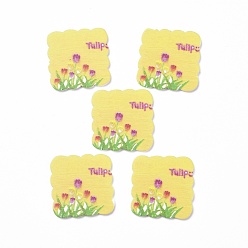 Light Khaki Acrylic Cabochons, for Hair Pins, Hair & Earrings Accessories, Square with Flower Pattern, Light Khaki, 34x34x2.5mm