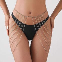 Золотой Сплав кристалл горный хрусталь панцирная цепь многослойная кисточка нога поясная цепь, золотые, 820x820 мм