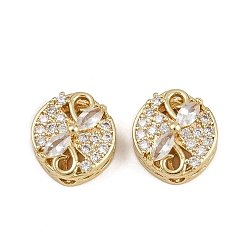 Прозрачный Многожильные звенья из латуни с паве из кубического циркония, долговечный, овальные, золотые, прозрачные, 12.5x11.5x6 мм, отверстие : 2 мм