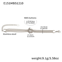 Нержавеющая Сталь Цвет 304 из нержавеющей стали цепи браслеты, многослойные браслеты для женщин, узел, цвет нержавеющей стали, 6.69 дюйм (17 см)