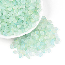 Аквамарин Бусины из матового стекла, два тона, круглое отверстие, овальные, аквамарин, 6.5x4~4.5 мм, отверстие : 1~1.2 мм, Около 2586 шт / фунт