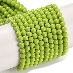 Желто-Зеленый Синтетических нитей бирюзовые бусы, круглые, окрашенные, желто-зеленый, 3 мм, отверстие : 0.8 мм, около 131 шт / нитка, 15.16'' (38.5 см)