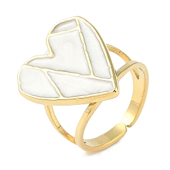 Настоящее золото 18K Ионное покрытие (ip) 304 кольца на пальцах в форме сердца из эмали из нержавеющей стали, открытые кольца для женщин, реальный 18 k позолоченный, регулируемый