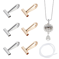 Платиновый & Золотой 6шт. 2 цвета латунь перевод, с 1 силиконовой трубкой, платиной и золотом, 22x12x9 мм, отверстие : 3 мм, 3 шт / цвет