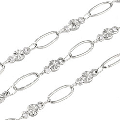 Нержавеющая Сталь Цвет Не тускнеет 304 звеньевая цепь из нержавеющей стали, пайки, цвет нержавеющей стали, круглый : 8x3.8x1.5 мм