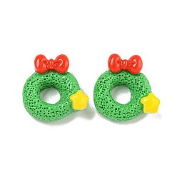 Christmas Wreath Рождественская тема, непрозрачная смола, декодированные кабошоны, Рождественский венок, 14.5x14x6.5 мм