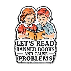 Разноцветный Давайте читать запрещенные книги и устраивать беспорядки. Эмалевые значки., Черные металлические застежки для значков на лацкан для рюкзака или одежды, красочный, 35x26 мм
