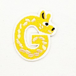 Letter G Computerized Embroidery Cloth Iron on/Sew on Patches, Costume Accessories, Appliques, Letter, Yellow, Letter.G, 42x38mm