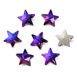 Индиго Стеклянные стразы кабошоны, ногтей декоративные аксессуары, граненые, звезда, индиговые, 7.5x8x3.5 мм