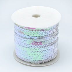 Белый Ab-color пластиковые блестки бисер, блестки бисер, Аксессуары для орнаментов, плоско-круглые, белые, 6 мм, около 100 ярдов / рулон