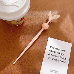 Персиковый Слойка Палочки для волос в форме рыбьего хвоста из ацетата целлюлозы, винтажные аксессуары для волос для женщин и девочек, розовые, 190x33x4 мм