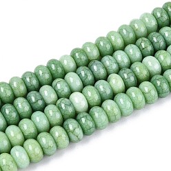 Темный Морско-зеленый Стеклянные бусины, имитация драгоценных камней, рондель, окрашенные, темно-зеленый, 8~8.5x4.5~5 мм, отверстие : 1~1.2 мм, около 155~159 шт / нитка, 30.12~31.30 дюйм (76.5~79.5 см)