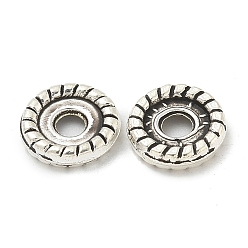 Античное Серебро Сплавочные овальные бусины тибетского стиля , без кадмия и без свинца, плоско-круглые, античное серебро, 7x1.5 мм, отверстие : 2 мм, о 4545 шт / 1000 г.