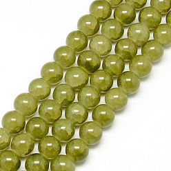 Темный Хаки Выпечки окрашенные нити шарик хруст стекла, круглые, Темный хаки, 6 мм, отверстие : 1.3~1.6 мм, около 133 шт / нитка, 31.4 дюйм