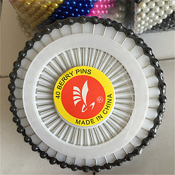 Черный Железа контакты, с пластиковыми бусинами из искусственного жемчуга, корсажные булавки, булавки для пошива одежды, черные и белые, 38x4 мм, штифты : 0.6 мм, 40 шт / комплект