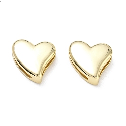 Real 18K Gold Plated Brass Slider Charms, Heart, Cadmium Free & Lead Free, Rack Plating, Long-Lasting Plated, Real 18K Gold Plated, 22x23x8.5mm, Hole: 18.5x3.5mm