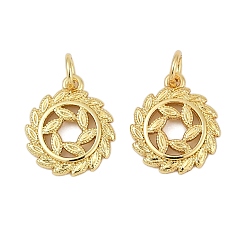 Настоящее золото 18K Латунь прелести, венок, с целью перехода в кольце, без кадмия и без свинца, стойки покрытие, долговечный, реальный 18 k позолоченный, 14.5x12.5x2 мм, отверстие : 3.2 мм