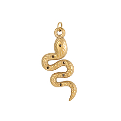 Настоящее золото 14K 304 подвески из нержавеющей стали, змея, ионное покрытие (ip), реальный 14 k позолоченный, 30x13 мм