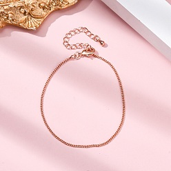 Розовое Золото Регулируемая стойка покрытие латунь панцирные браслеты цепи для женщин, без кадмия и без свинца, 901 застежка из нержавеющей стали, долговечный, розовое золото , 6-3/4 дюйм (17 см)