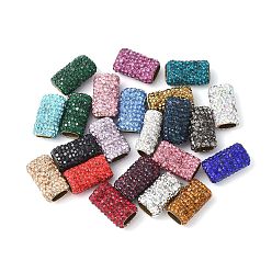 (52) Непрозрачная лаванда Латунные бусины из стразов и глины, прямоугольные, разноцветные, 14x8x6 мм, отверстие : 5.5x3 мм