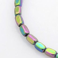 Rainbow Plated Electroplate Non-magnetic Synthetic Hematite Beads Strands, Cuboid, Rainbow Plated, 4x2x2mm, Hole: 1mm, about 119pcs/strand, 15.7 inch