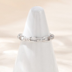 Платина Регулируемые кольца из стерлингового серебра с кубическим цирконием для женщин, платина, 3 мм, размер США 6 (16.5 мм)