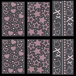 Бледно-Розовый 6 листы 3 стили акриловые стразы наклейки для лица и тела, самоклеящиеся стразы для макияжа, бант, звезда и сердце, розовый жемчуг, наклейки: 0.25~3.2x0.25~3 см, 2 листы / стиль