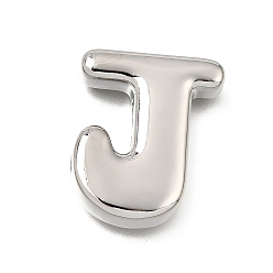 Letter J Прелести латунных слайд, буквы, цвет нержавеющей стали, буква J, 25x20.5x5 мм, отверстие : 11x2 мм