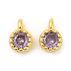 Фиолетовый Кулон из циркония, одиночные каменные прелести, плоско-круглые, стойки покрытие, долговечный, золотые, фиолетовые, 6.5~7x4.5~5x3 мм, отверстие : 1 мм