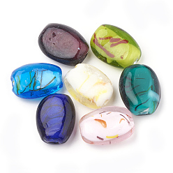 Mixed Color Handmade Lampwork Beads, Oval, Mixed Color, 30.5x22~23x12~13mm, Hole: 2mm