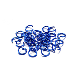 Blau Aluminium Ringe springen, offene Ringe springen, runden Ring, Blau, 20 Messgerät, 6x0.8 mm, Innendurchmesser: 4.4mm, zu 300pcs / bag