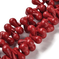 (123L) Белый крем непрозрачный блеск Синтетических Говлит бисер нитей, окрашенные, слеза, огнеупорный кирпич, 17.5~18.5x10~10.5 мм, отверстие : 1 мм, Около 255~295 шт / 500 г