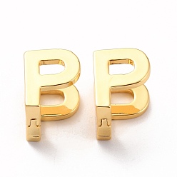 Letter P Boucles d'oreilles créoles initiales pour femmes, boucles d'oreilles en laiton plaqué or véritable 18k, letter.p, 12x9x9.5mm, pin: 0.8 mm