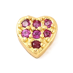 Сердце Покрытие стойки латунь микро паве прозрачные кабошоны из кубического циркония, без кадмия и без свинца, долговечный, реальный 18 k позолоченный, сердце, 5x5x2 мм