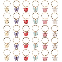 (52) Непрозрачная лаванда Бусины из сплава и акрила для дредов, плетение подвески для волос украшения зажимы, бабочка, разноцветные, 34 мм, внутренний диаметр: 17.5 мм, 6 цветов, 1 шт / цвет, 6 шт / пакет