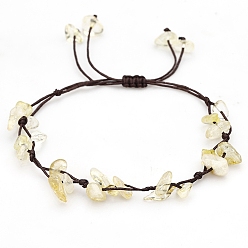 Цитрин Натуральные цитрин плетеные браслеты из бисера, чип, 6-1/4~10-1/4 дюйм (16~26 см)