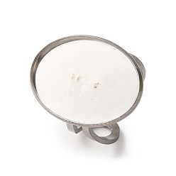 Нержавеющая Сталь Цвет 304 выводы открытой манжеты из нержавеющей стали, настройки кольца чашки безеля, овальные, цвет нержавеющей стали, лоток : 25x18 мм, внутренний диаметр: 18 мм