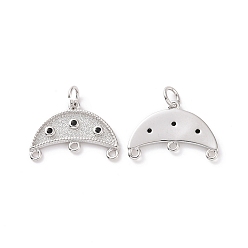 Платина Латунное покрытие стойки микро паве кубический цирконий компоненты люстры ссылка, с целью перехода в кольце, долговечный, без кадмия и без свинца, луна, платина, 14x20x2 мм, отверстия : 1.2 mm и 3 мм