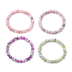 (52) Непрозрачная лаванда Волочильные и выпечные расписные круглые стеклянные браслеты, разноцветные, внутренний диаметр: 2-1/8 дюйм (5.35 см)