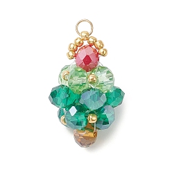 Красный Стеклянные подвески для рождественской елки, с 304 петлями из нержавеющей стали, граненые, красные, 25.5x14x13.5 мм, отверстие : 3 мм