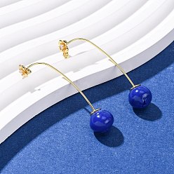 Blueberry Серьги-гвоздики из латуни и смолы с фруктами, золотые, черника, 44x10 мм