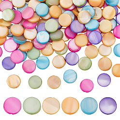 (52) Непрозрачная лаванда 150Штуки из натуральных пресноводных ракушек, окрашенные, плоско-круглые, разноцветные, 10x3~4 мм, отверстие : 0.8 мм