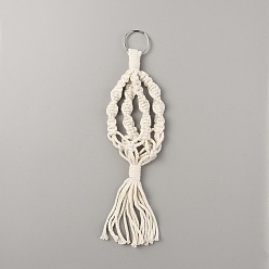 Белый Вешалки для растений макраме из хлопка, железное кольцо подвесные корзины в стиле бохо, настенная декоративная подставка для цветочных горшков, белые, 295 мм