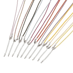 (52) Непрозрачная лаванда 2мм нейлоновый плетеный шнур для изготовления ожерелий, с латунными выводами и 202 застежками из лобстера из нержавеющей стали, платина, долговечный, стойки покрытие, разноцветные, 17.72 дюйм (45 см)