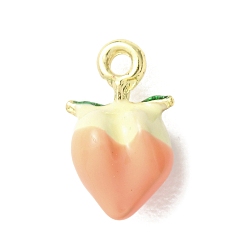 Peach Подвески из эмали и сплава, фруктовые прелести, золотые, персик прелести, 15.5x9.5x7.5 мм, отверстие : 1.8 мм