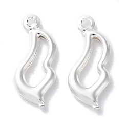 Посеребрённый Латунные подвески, без кадмия и без свинца, нерегулярные сердечки, 925 серебро покрытием, 17x7x2 мм, отверстие : 1.2 мм