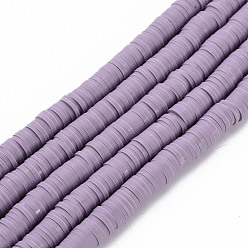 Plum Handmade Polymer Clay Bead Strands, Heishi Beads, Disc/Flat Round, Plum, 6x0.5~1mm, Hole: 2mm, about 320~447pcs/strand, 15.74 inch~16.92 inch